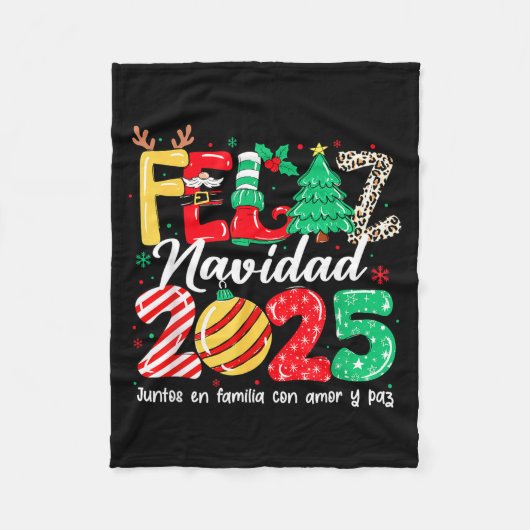 Feliz Navidad 2025 Spanish Christmas Mexican Famil Fleecedecke (Vorderseite)