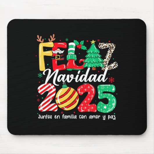 Feliz Navidad 2025 Spanish Christmas Mexican Famil Mousepad (Vorne)