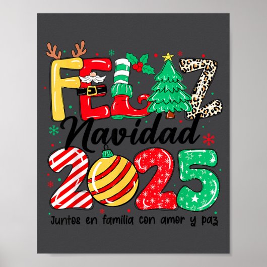 Feliz Navidad 2025 Spanish Christmas Mexican Famil Poster (Vorne)