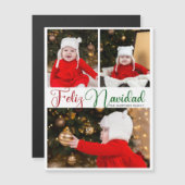 Feliz Navidad 3 Foto Niedliche Weihnachtsmagnet-Ka Magnetkarte (Vorne/Hinten)