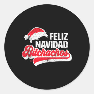 Feliz Navidad Achos Funny Santa Claus Spanish Xmas Runder Aufkleber