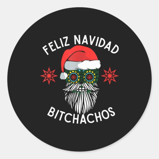 Feliz Navidad Achos Funny Spanish Merry Christmas Runder Aufkleber (Vorderseite)