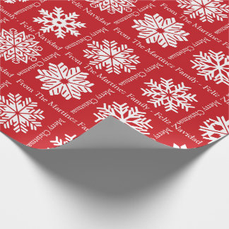Feliz Navidad Add Family Recipients Name Christmas Geschenkpapier