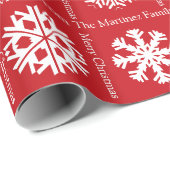 Feliz Navidad Add Family Recipients Name Christmas Geschenkpapier (Rolleneckpunkt)