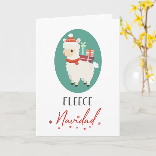 Feliz Navidad Alpaca Llama Funny Pun Weihnachten Karte (Gelbe Blume)