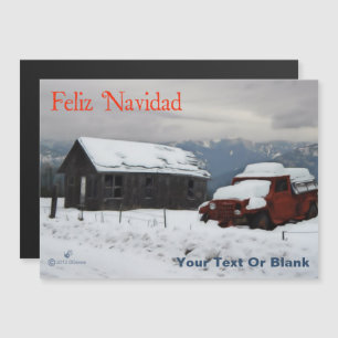 Feliz Navidad - Alter roter Lkw Magnetkarte