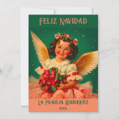 "Feliz Navidad" Angel Weihnachtskarte Karte (Vorderseite)