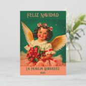 "Feliz Navidad" Angel Weihnachtskarte Karte (Stehend Vorderseite)