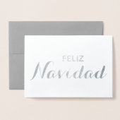 Feliz Navidad Año Spanisch Elegantes Skript Weihna Folienkarte (Vorderseite mit Umschlag)