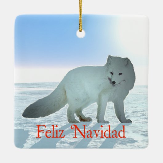 Feliz Navidad - Arctic Fox Keramikornament (Rückseite)