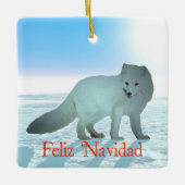 Feliz Navidad - Arctic Fox Keramikornament (Vorderseite)