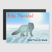 Feliz Navidad - Arctic Fox Magnetkarte (Vorne/Hinten)