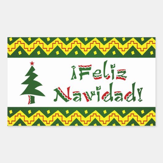 Feliz Navidad arriba Rechteckiger Aufkleber (Vorderseite)