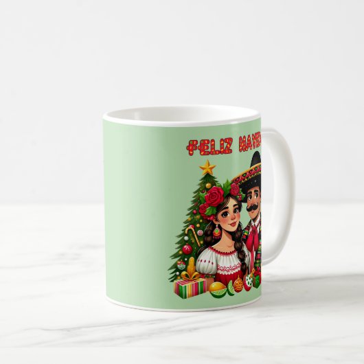 Feliz Navidad Art Kaffeetasse (VorderseiteRechts)