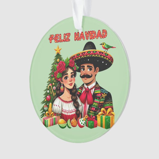 Feliz Navidad Art Ornament (Vorderseite)