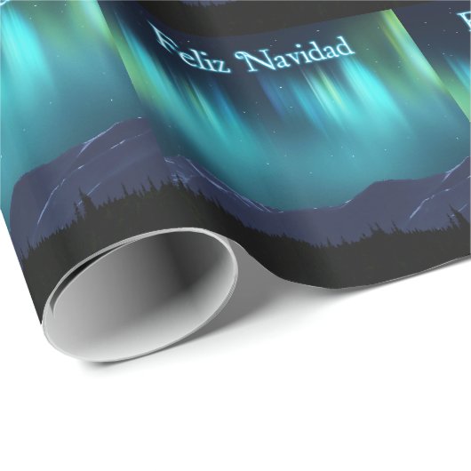 Feliz Navidad - Aurora Borealis Geschenkpapier (Rolleneckpunkt)