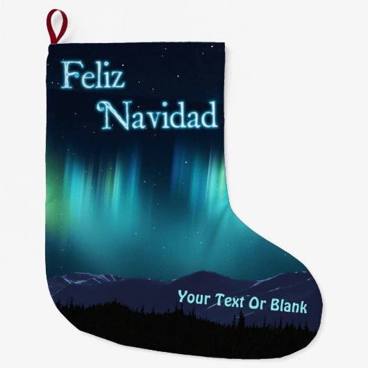 Feliz Navidad - Aurora Borealis Großer Weihnachtsstrumpf (Vorderseite)