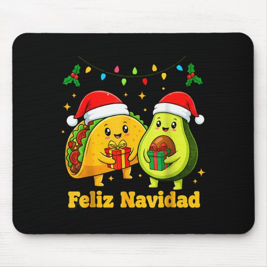 Feliz Navidad Avocado Tacos Mexican Xmas Family Ma Mousepad (Vorne)