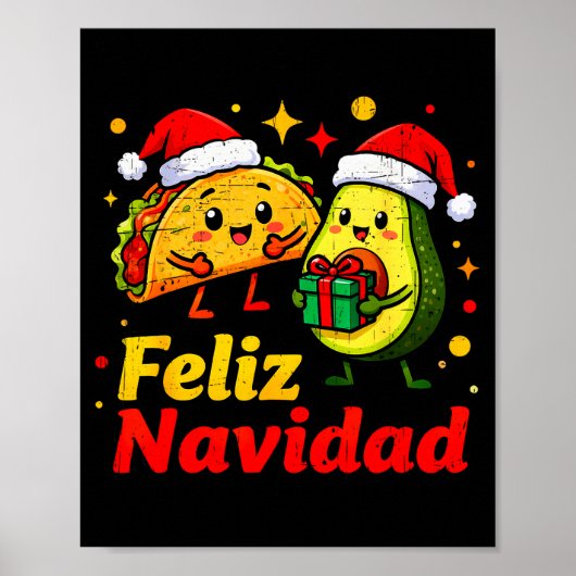 Feliz Navidad Avocado Tacos Mexican Xmas Family Ma Poster (Vorne)