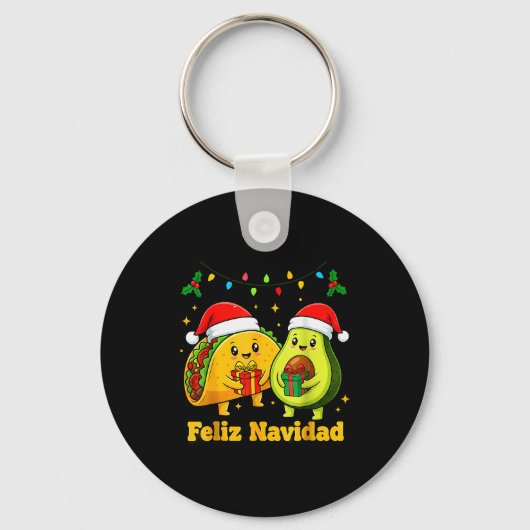 Feliz Navidad Avocado Tacos Mexican Xmas Family Ma Schlüsselanhänger (Vorderseite)