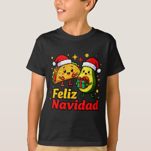 Feliz Navidad Avocado Tacos Mexican Xmas Family Ma T-Shirt (Vorderseite)