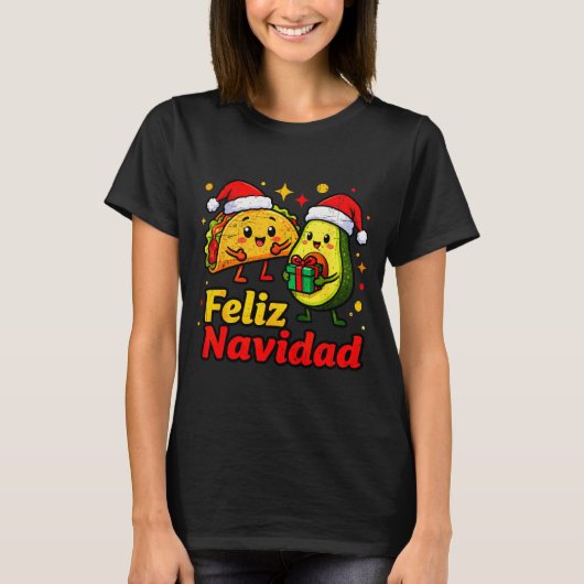 Feliz Navidad Avocado Tacos Mexican Xmas Family Ma T-Shirt (Vorderseite)