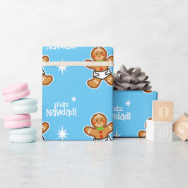 ¡Feliz Navidad! Baby Gingerbrot auf Light Blue Geschenkpapier
