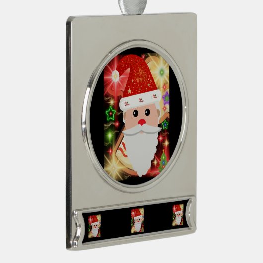 Feliz Navidad Banner-Ornament Silber (Rechts)