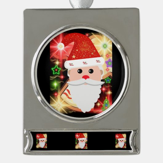 Feliz Navidad  Banner-Ornament Silber (Vorderseite)