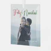 Feliz Navidad Beautiful Family Foto Weihnachten Ornament Aus Glas (Vorderseite links)