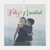 Feliz Navidad Beautiful Family Foto Weihnachten Ornament Aus Glas (Vorderseite)