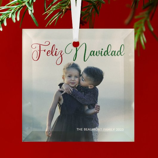 Feliz Navidad Beautiful Family Foto Weihnachten Ornament Aus Glas