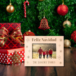Feliz Navidad, benutzerdefinierter Familienname mi Geätzte Rahmen