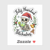 Feliz Navidad Bitchachos Funny Skull Spanish Merry Aufkleber (Blatt)