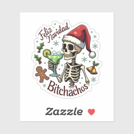 Feliz Navidad Bitchachos Funny Skull Spanish Merry Aufkleber (Blatt)