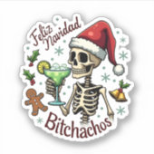 Feliz Navidad Bitchachos Funny Skull Spanish Merry Aufkleber (Vorderseite)