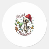 Feliz Navidad Bitchachos Funny Skull Spanish Merry Runder Aufkleber (Vorderseite)