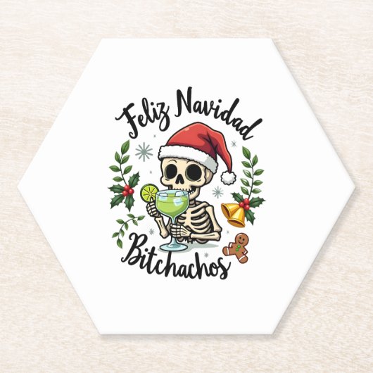 Feliz Navidad Bitchachos Funny Skull Spanish Merry Untersetzer (Vorderseite)