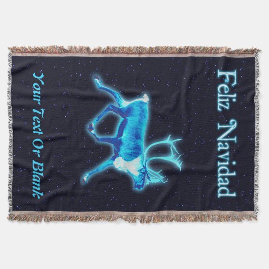 Feliz Navidad - Blaue Karibik (Reindeer) Decke (Vorderseite)