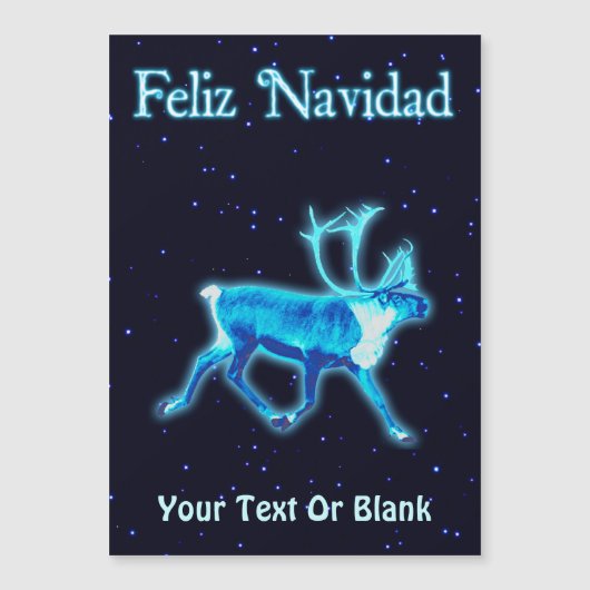 Feliz Navidad - Blaue Karibik (Reindeer) Magnetkarte (Vorderseite)