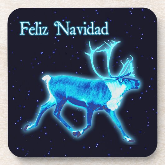 Feliz Navidad - Blaue Karibik (Reindeer) Untersetzer (Vorderseite)