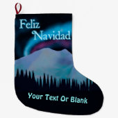 Feliz Navidad - Blue Aurora Großer Weihnachtsstrumpf (Vorderseite)