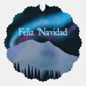 Feliz Navidad - Blue Aurora Ornament Karte (Vorderseite)