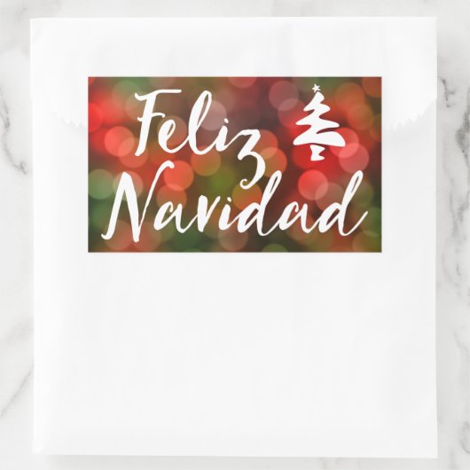Feliz Navidad (Bokeh-Leuchten) Rechteckiger Aufkleber (Tasche)