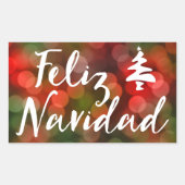 Feliz Navidad (Bokeh-Leuchten) Rechteckiger Aufkleber (Vorderseite)