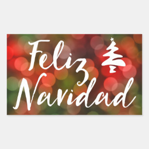Feliz Navidad (bokeh Lichter) Rechteckiger Aufkleber