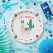 Feliz Navidad Bright und der festliche Llama Weihn Pappteller (Party)