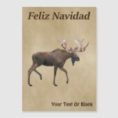Feliz Navidad - Bull Moose auf altem Papier Magnetkarte (Vorderseite)