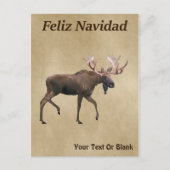 Feliz Navidad - Bull Moose auf altem Papier Postkarte (Vorderseite)