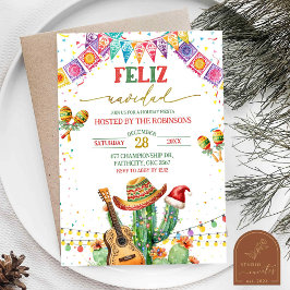 Feliz Navidad Cactus Christmas Holiday Fiesta Einladung